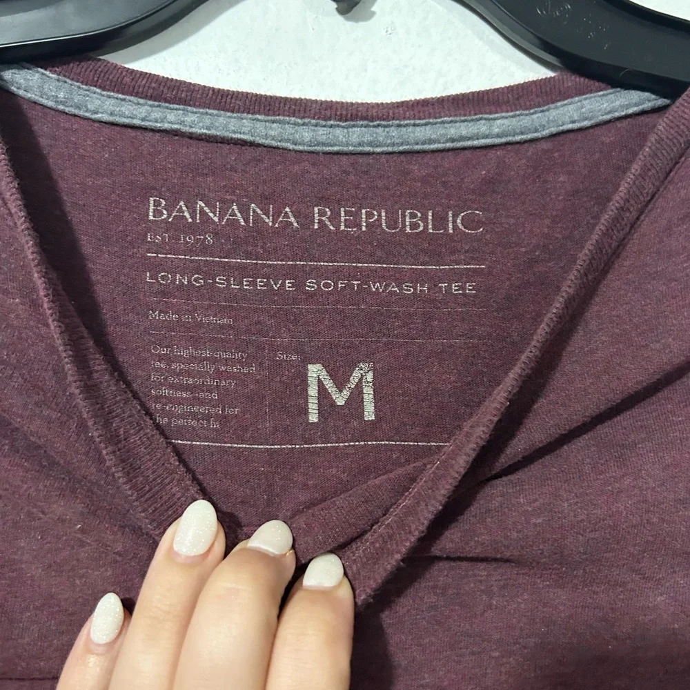 Banana Republic Men's Long-Sleeve Crewneck Shirt - Plum/Burgundy